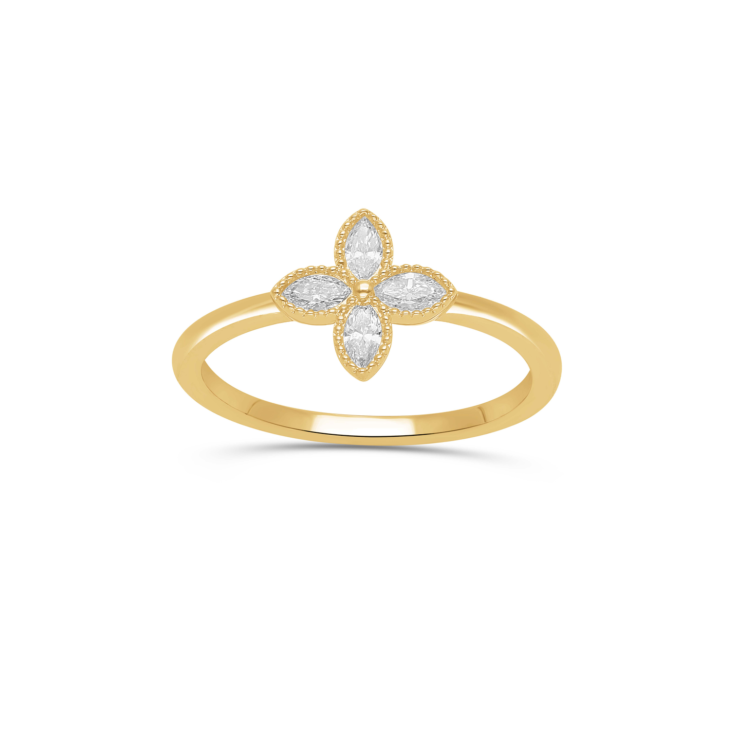 Sabel Collection Yellow Gold Marquise Diamond Flower Ring